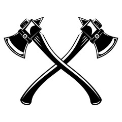 Crossed Woodcutting Axes Vector Illustration for Lumberjack or Forestry Service Emblems and Logos.