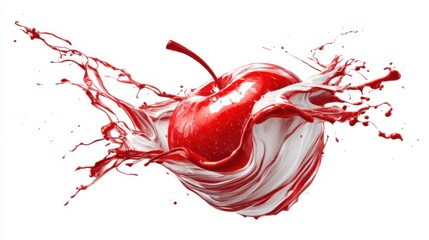 Red wine splash in a glass with a motion of liquid drops