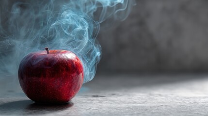 Red apple on black background with water splash, isolated, fresh and juicy fruit, healthy food, diet and nutrition