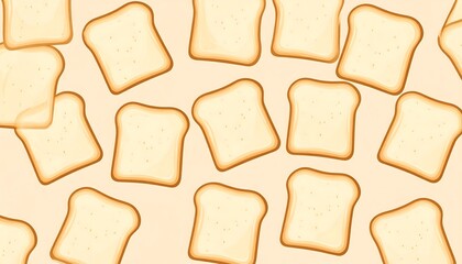 Seamless pattern featuring scattered slices of cartoon toast on a light background