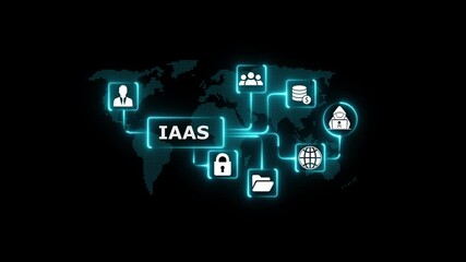 I A S cloud computing network infrastructure global business technology icons with world map background digital transformation concept - Powered by Adobe