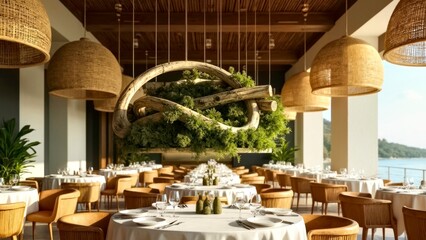 Natural style light luxury restaurant dining area
