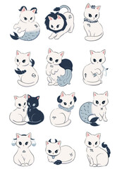 Zodiac sign in cat Form, horoscope illustration, constellation 