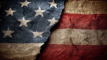 Distressed American Flag Design: Patriotic Symbolism with Textured Detail for Independence Day and Memorial Day
