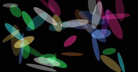 Abstract colorful ellipses on black background