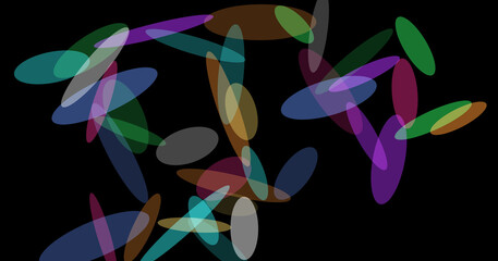 Colorful abstract ellipses on black background