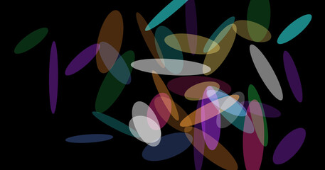 Abstract colorful shapes on black background