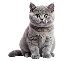 Fototapeta premium Cute British Shorthair Kitten Sitting, PNG Isolated on Transparent Background” 
