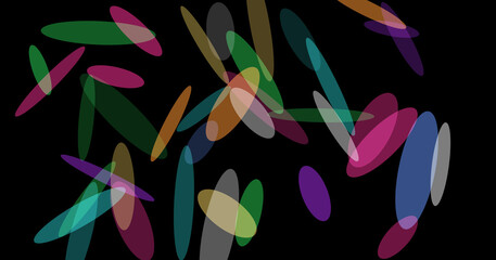 Colorful abstract ellipses on black background
