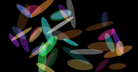 Abstract colorful shapes on black background