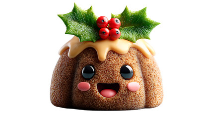 christmas chocolate cake with dog emoji on white background