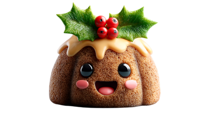 christmas chocolate cake with dog emoji on white background