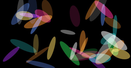 Abstract colorful shapes on black background
