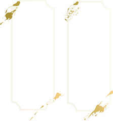 黄金の豪華な縦型フレームイラスト素材 - 墨・飛び散り変わったデザイン