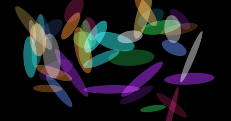 Colorful geometric shapes on black background