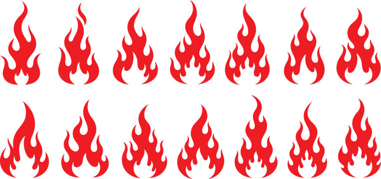 Vibrant red flame icons in two rows