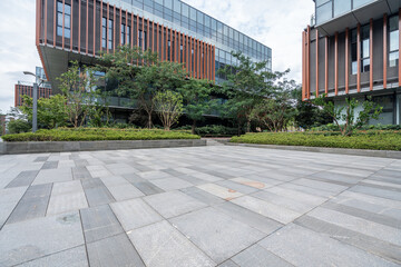 Modern Office Building Entrance with Glass Facade