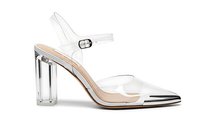Transparent pointed toe high heel with ankle strap for women stylish footwear