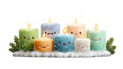 christmas colorful candles on a white background