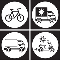 Urban Delivery Transport Vehicle Icons Set