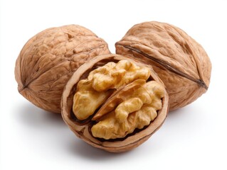 walnuts isolated on white background, Snack time