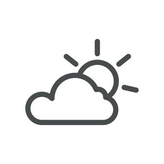 Partly Sunny Weather Icon. Thin Line Sun Behind Cloud Illustration for Mild Daylight Forecast and Variable Cloud Cover. Isolated Outline Vector Symbol, Editable Stroke Pictogram