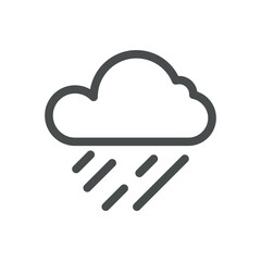 Heavy Rain Weather Icon. Thin Line Cloud with Downpour Streaks Illustration for Storm Forecast, Monsoon Season and Wet Climate. Isolated Outline Vector Symbol, Editable Stroke Pictogram