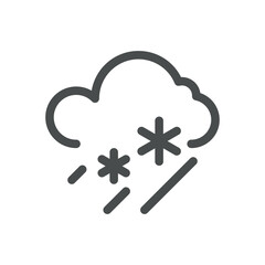 Sleet Weather Icon. Thin Line Cloud with Ice Pellets and Snow Mix Illustration for Cold Forecast and Freezing Precipitation. Isolated Outline Vector Symbol, Editable Stroke Pictogram
