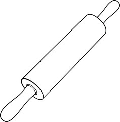 Rolling pin vector illustration. Kitchen baking utensil line art icon isolated on white background.