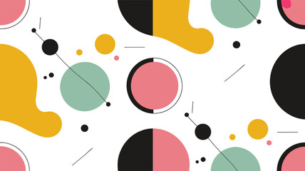 Abstract geometric pattern with colorful blobs and dots representing modern science or data connection for website backgrounds.