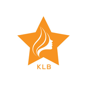 KLB Star Beauty Logo. KLB Woman Silhouette  Feminine Salon. KLB Cosmetic Branding Icon.
