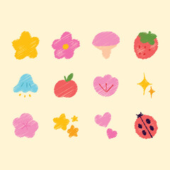 Cute Kawaii Doodle Elements