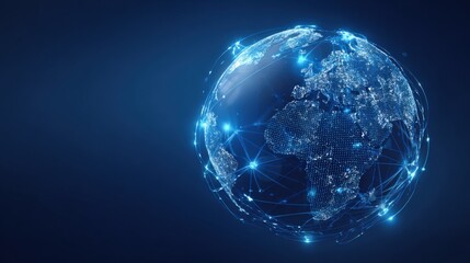 Global Network Connection: Digital World Connectivity with Glowing Connections, Representing Technology, Communication, and Interconnectedness