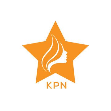 KPN Star Beauty Logo. KPN Woman Silhouette  Feminine Salon. KPN Cosmetic Branding Icon.
