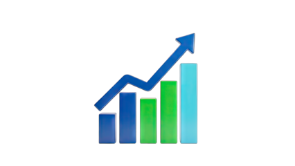 Growth Chart with Arrow Pointing Up on White Background