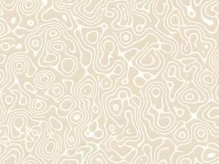 A seamless abstract pattern composed of fluid organic shapes filling the entire frame. Interconnected wavy lines form a dense network resembling topographic contours and gentle water flow. Bright whit