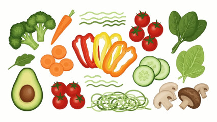 Assortment of Fresh Vegetables and Fruits for Healthy Eating.