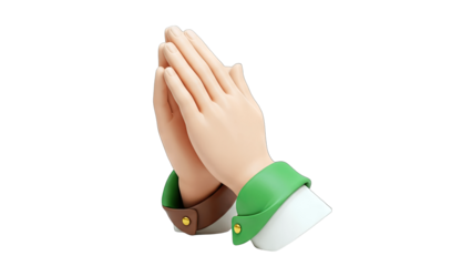 Hands Praying with Green Sleeves and Brown Cuffs