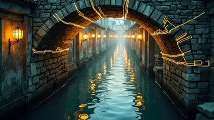 Tunnel installation decoration water city landscape area