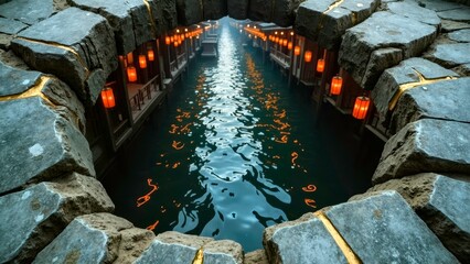 Round hole installation decoration water city landscape area