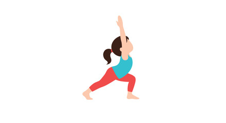 Obraz premium Graceful illustration of a woman performing a yoga pose with raised arms and a strong forward lunge to strengthen balance and flexibility.