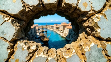 Cave installation decoration sea view art area