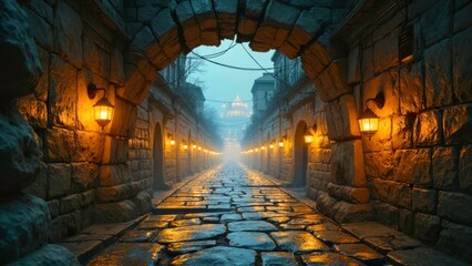 Tunnel installation decoration ancient alley landscape area