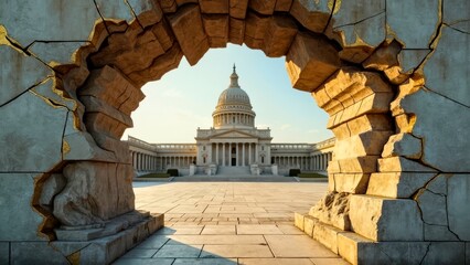 Decoration of architectural landscape area with hole breaking device