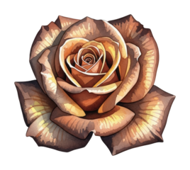 Elegant brown rose nature digital floral design isolated on transparent background