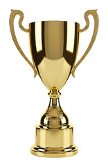 Celebrating achievement gold trophy in a isolated on transparent background