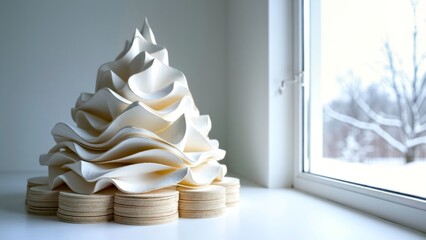 Curved wooden tower installation decorative window scenic area