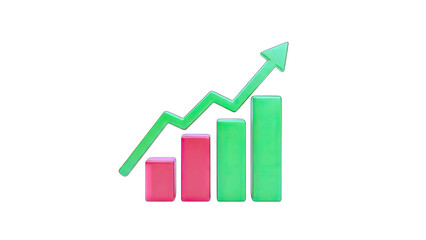 Financial Growth Chart Rising Upward on White Background