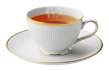 Steaming hot tea in elegant cup beverage isolated on transparent background