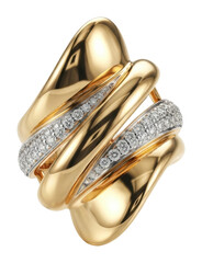 Elegant gold ring displayed on jewelry isolated on transparent background